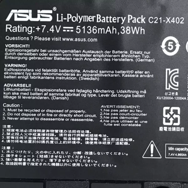 Oriģināls klēpjdatora Baterija ASUS C21-X402 - Image 3