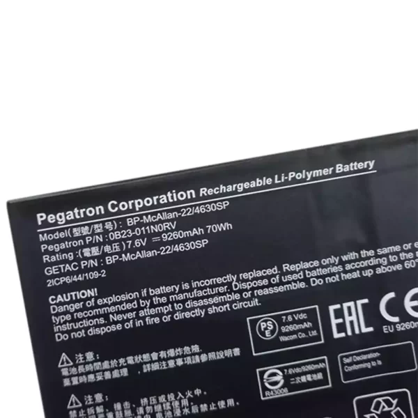 Oriģināls klēpjdatora Baterija Pegatron Corporation Getac OB23-011NORV,BP-McALLAN-22,BP-McALLAN-22/4630SP - Image 3