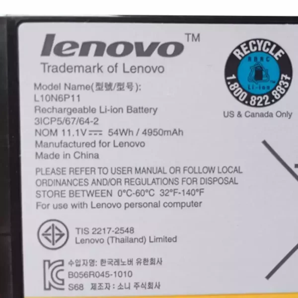 Oriģināls klēpjdatora Baterija LENOVO L10N6P11,L10C4P11 - Image 3