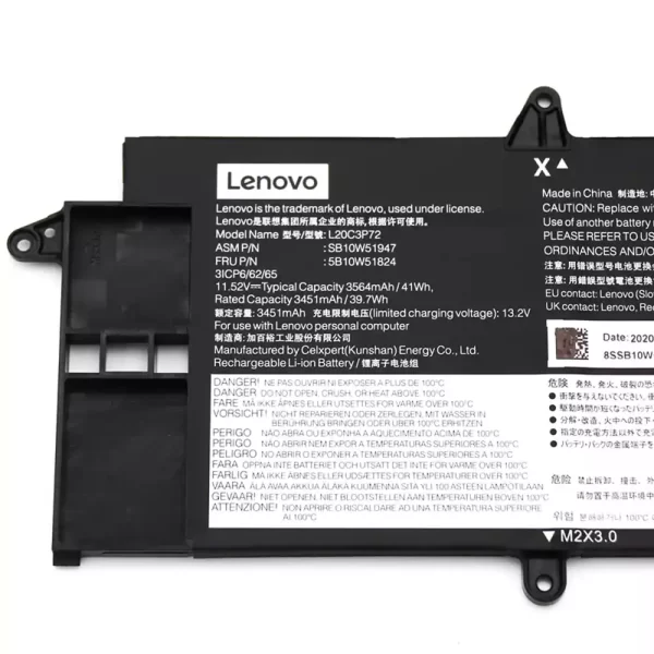 Oriģināls klēpjdatora Baterija LENOVO L20C3P72 L20M3P72 L20D3P72 - Image 3