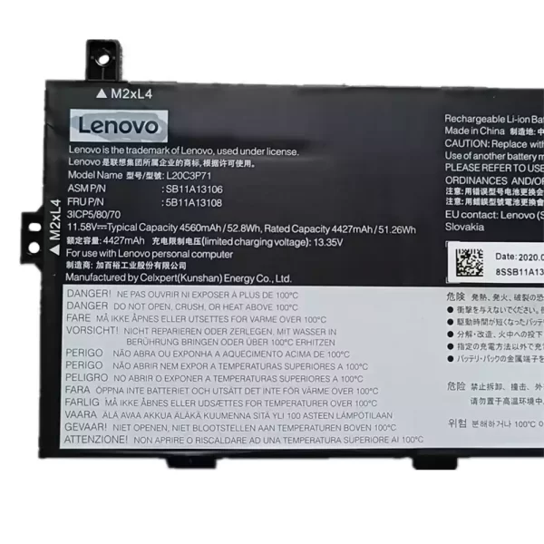 Oriģināls klēpjdatora Baterija LENOVO L20M3P71 L20L3P71 L20C3P71 L20D3P71 - Image 3