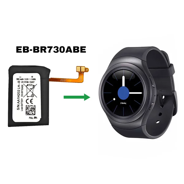 Nomaināma baterija EB-BR730ABE priekš Samsung Galaxy Gear S2 3G (SM-R730 SM-R730A SM-R730V SM-R730S SM-R730T),Galaxy Gear S2 Classic 3G (SM-R735 SM-R735A SM-R735T SM-R735V),Gear Sport SM-R600 - Image 4
