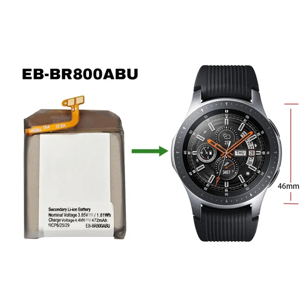Nomaināma baterija EB-BR800ABU priekš Samsung Galaxy Gear S4 (46mm) SM-R800 SM-R805 - Image 4