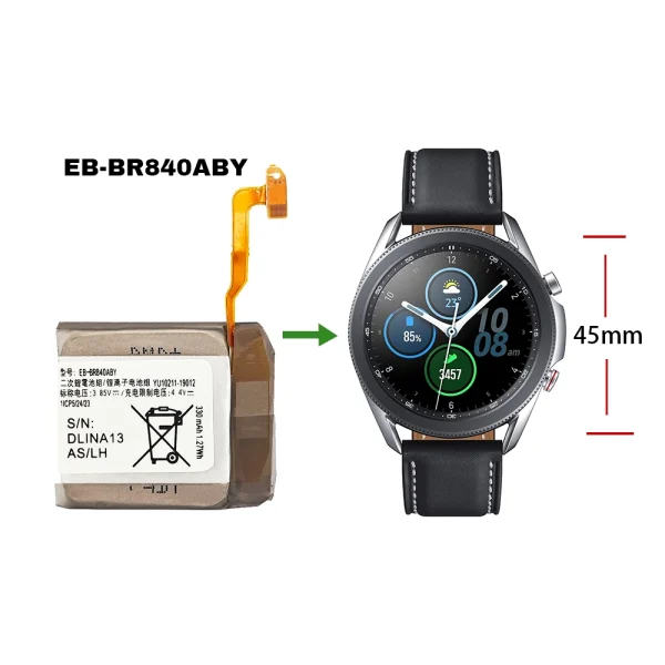 Nomaināma baterija EB-BR840ABY priekš Samsung Galaxy Watch 3 (45mm) SM-R840 SM-R845 SM-R845U - Image 4