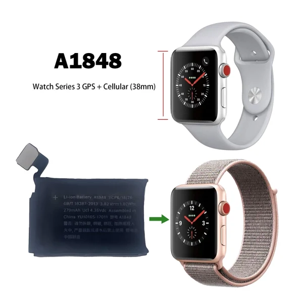 Nomaināma baterija A1848 priekš Apple Watch Series 3 GPS + Cellular (38mm) - Image 4