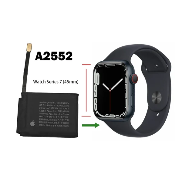 Nomaināma baterija A2552 priekš Apple Watch Series 7 (45mm) A2474 A2477 A2478 - Image 4