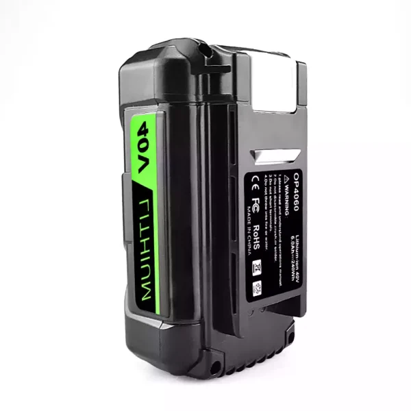 40V 6.0Ah Nomaināma baterija priekš Ryobi RY40LM30,RY40190,RY40430,RY40620,RY40460,RY40250,RY40770,RY40850,RY40610A,RY40210B,RY40240,RY40440 - Image 2
