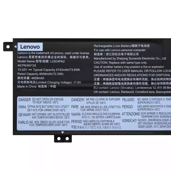 Oriģināls klēpjdatora Baterija LENOVO L22C4PA2 L22D4PA2 L22M4PA2 - Image 3