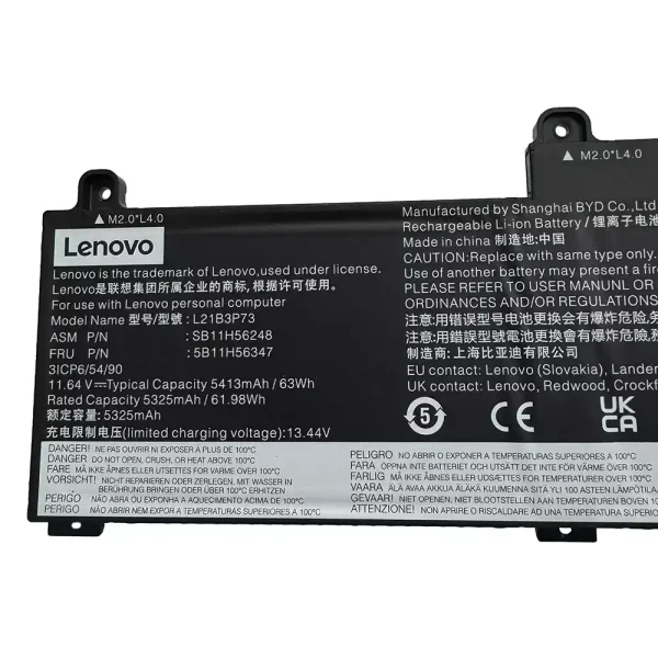 Oriģināls klēpjdatora Baterija LENOVO L21B3P73 SB10W52010 5B10W51909 - Image 3