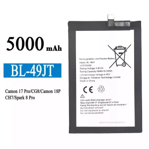 Oriģināls baterija BL-49JT priekš Tecno Camon 17 Pro / Camon 18P / Spark 8 Pro