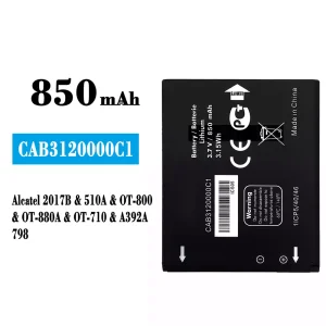 Oriģināls baterija CAB3120000C1 priekš Alcatel 2017B/510A/798/OT-800/OT-880A/OT-710/A392A